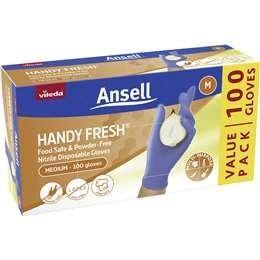 Vileda Ansell Handy Fresh Nitrile Disposable Gloves Medium 100 Pack