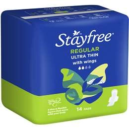 Stayfree Ultra Thin Regular Pads With Wings 14 Pack