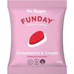 Funday Natural Sweets Flavoured Gummies Strawberry & Cream 50g