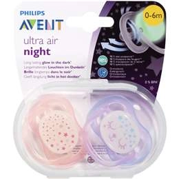 Avent Night Time Soother 0-6 Months Night 0-6 Months 2 Pack