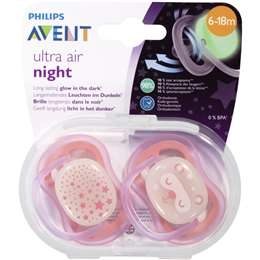 Avent Soother Night 6-18 Months Night 6-18 Months 2 Pack