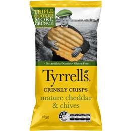 Tyrrell's Crinkly Chips Mature Cheddar & Chives 165g