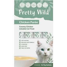 Pretty Wild Chicken Puree Lickable Cat Treat 15g X 4 Pack