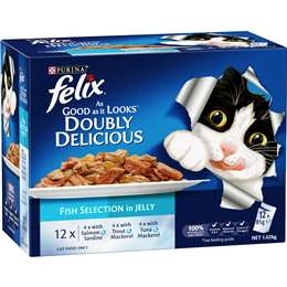 Felix Doubly Delicious Fish Selection Cat Food 85g X 12 Pack