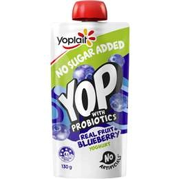 Yoplait Yop Yoghurt With Probiotics No Sugar Added Blueberry Pouch 130g