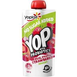 Yoplait Yop Yoghurt With Probiotics No Sugar Added Strawberry Pouch 130g