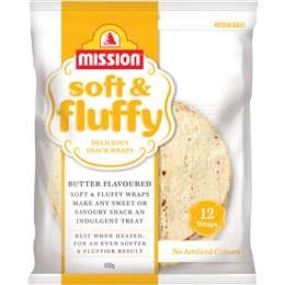 Mission Soft & Fluffy Butter Flavoured Wraps 12 Pack