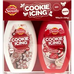 Dollar Sweets Christmas Cookie Icing White & Red 225g X 2 Pack