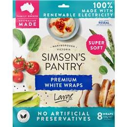 Simson's Pantry Premium White Large Wraps 8 Pack