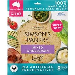 Simson's Pantry Mixed Wholegrain Wraps Wraps 8 Pack