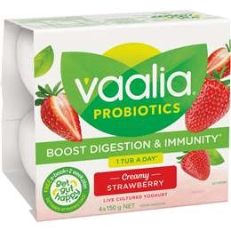 Vaalia Probiotics Yoghurt Creamy Strawberry 150g X 4 Pack