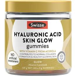 Swisse Hyaluronic Acid Skin Glow Gummies With Vitamin C 40 Pack