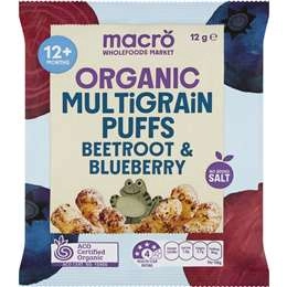 Macro Organic Multigrain Puffs Betroot & Blueberry 12g