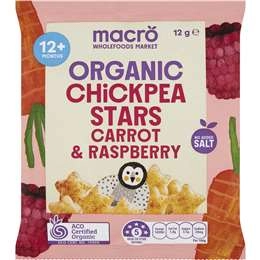 Macro Organic Chickpea Stars Carrot & Raspberry 12g