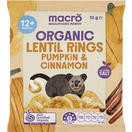 Macro Organic Lentil Rings Pumpkin & Cinnamon 12g