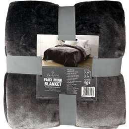 Inspire Faux Mink Blanket Single Grey Or Taupe Assorted Each