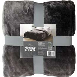 Inspire Faux Mink Blanket Double Grey Or Taupe Assorted Each