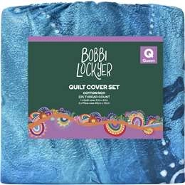 Bobbi Lockyer Quilt Cover Set Blue Queen Each