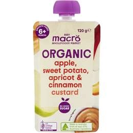 Macro Organic Baby Food Apple, Sweet Potato Apricot & Cinnamon Custard 120g