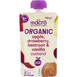 Macro Organic Baby Food Apple, Strawberry, Beetroot & Vanilla Custard 120g