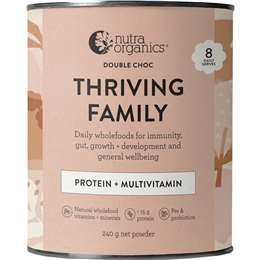 Nutra Organics Thriving Family Protein & Multivitamin Double Choc 240g