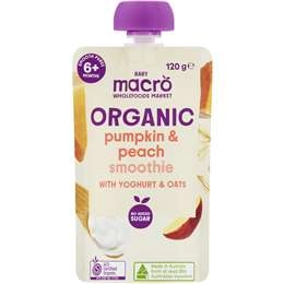 Macro Organic Baby Food Pumpkin & Peach Smoothie With Yoghurt & Oats 120g