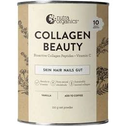 Nutra Organics Collagen Beauty Skin Hair Nails Gut Vanilla 120g