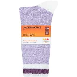 Underworks Womens Heat Bod Socks Thermal Blue Stripe Each