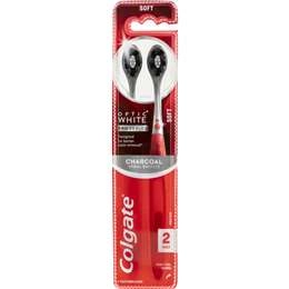 Colgate Optic White Charcoal Toothbrush Soft 2 Pack