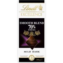 Lindt Excellence Dark Chocolate 70% Smooth Blend Cocoa Block 100g