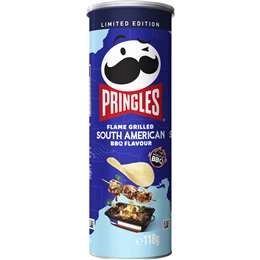 Pringles South American Bbq Flavour Stacked Potato Chips 118g