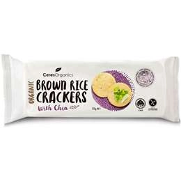 Ceres Organics Organics Brown Rice Crackers Chia 115g