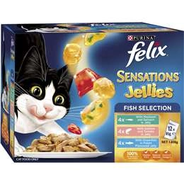 Felix Adult Sensations jellies Fish Selection Wet Cat Food 85g X12 Pack