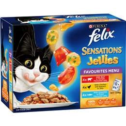 Felix Adult Sensations jellies Favourites Menu Wet Cat Food 85g X12 Pack