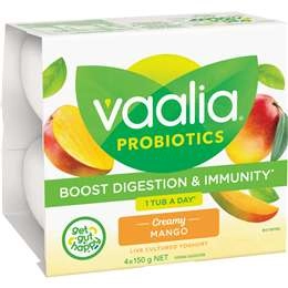 Vaalia Probiotics Yoghurt Creamy Mango 150g X 4 Pack