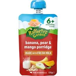 Rafferty's Garden Banana Pear & Mango Porridge Baby Food Pouch 6+ Months 120g