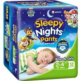 Babylove Sleepynights Pants 2-4 Years (12-18kg) 12 Pack