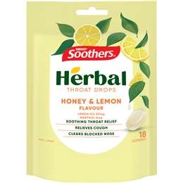 Soothers Herbal Throat Lozenges Honey & Lemon 18 Pack