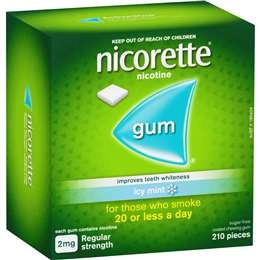 Nicorette Quit Smoking Regular Strength Nicotine Gum Icy Mint 210 Pack