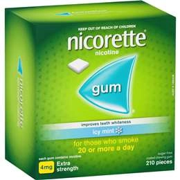 Nicorette Quit Smoking Extra Strength Nicotine Gum Icy Mint 210 Pack