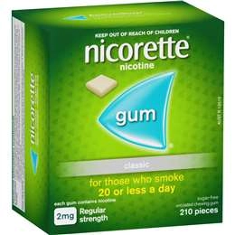 Nicorette Nicotine Gum Classic 2mg Regular Strength 210 Pack