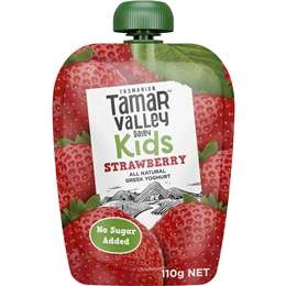 Tamar Valley Dairy Kids Greek Yoghurt Pouch Strawberry 110g