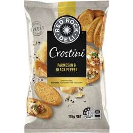 Red Rock Deli Crostini Parmesan & Black Pepper 115g