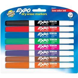 Expo Whiteboard Marker Pens Fine Point, Fashion Colours 8 Pack