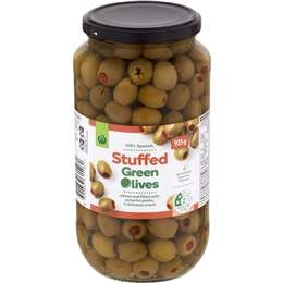 Woolworths Green Stuffed Olives 935g