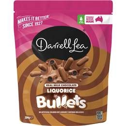 Darrell Lea Milk Chocolate Liquorice Bullets 204g