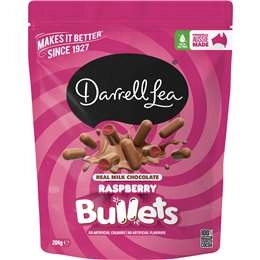 Darrell Lea Milk Chocolate Raspberry Bullets 204g