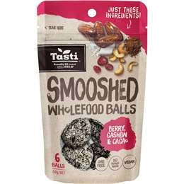 Tasti Smooshed Wholefood Balls Berry Cashew & Cacao 69g