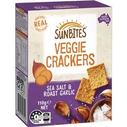 Sunbites Veggie Crackers Sea Salt & Roast Garlic 110g