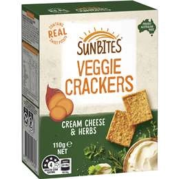 Sunbites Veggie Crackers Cream Cheese & Herbs 110g